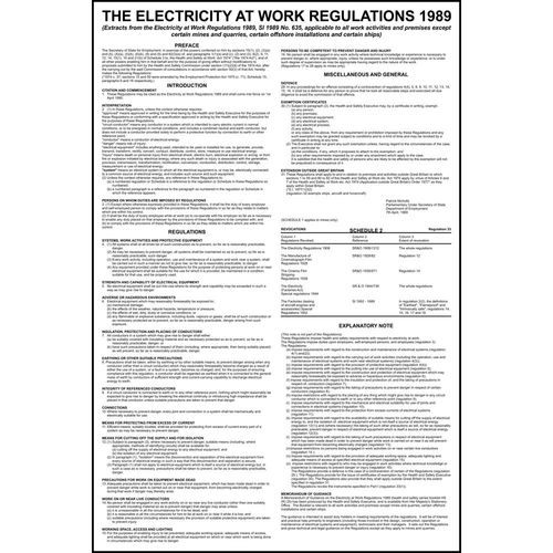 Electricity At Work Regulations Poster (POS13362)